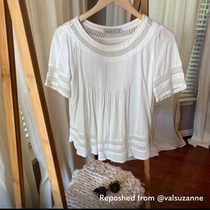 XS Abercrombie & Fitch PinTuck Cotton Peasant Top